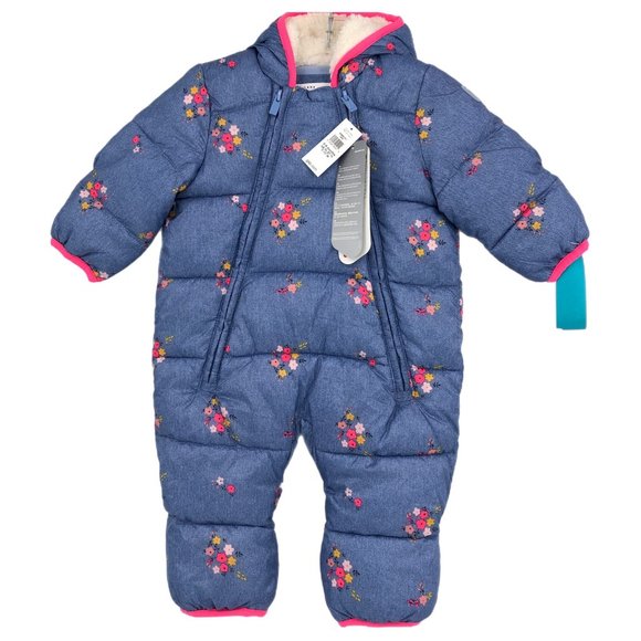 GAP Blue & Pink Floral Puffer Jacket | Perfect for Any Season - Picture 1 of 6